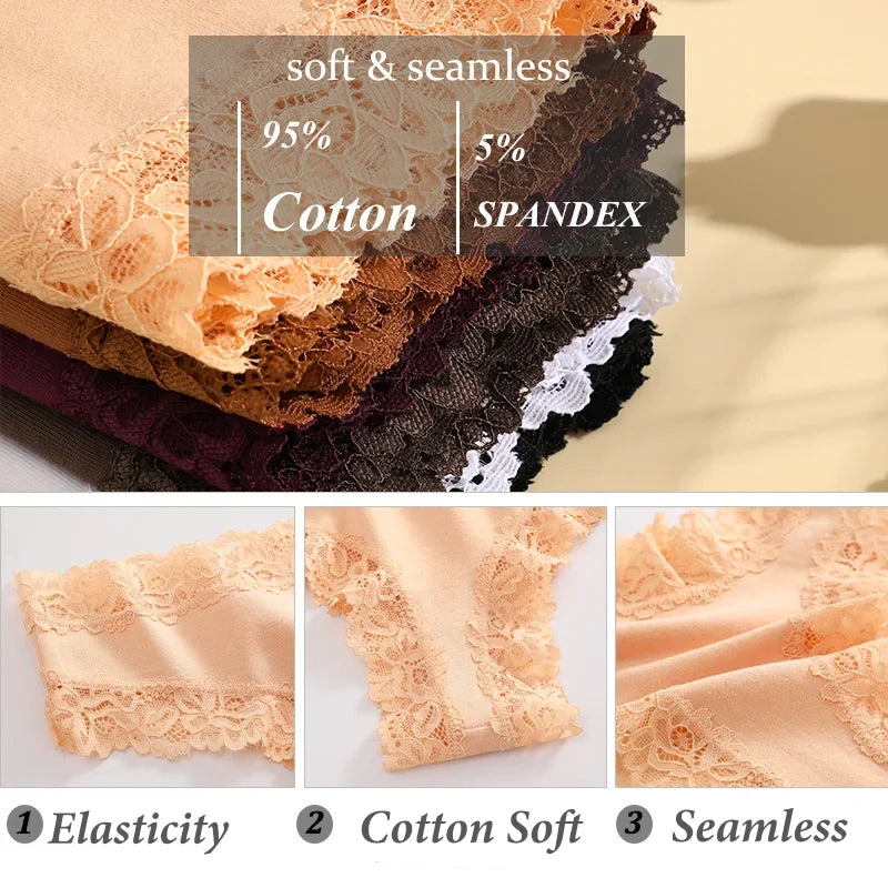 Women Cotton Panties Lace Female Sexy Briefs Pantys Ladies Breathable Underwear Girls S-XL Intimates Lingerie Soft Thongs Panty