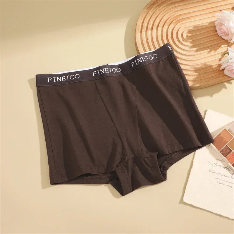 3Pcs Women's Cotton Boxers Panties Seamless Sports Underwear Female Solid Color Briefs Lingerie Intimate Underpant Finetoo S-XXL