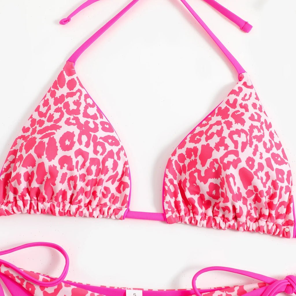 Sexy Micro Bikini 2025 Women Pink Leopard Print Neon Double Side Push Up Swimsuit Brazilian Beach Bathing Suit Thong Swimwear