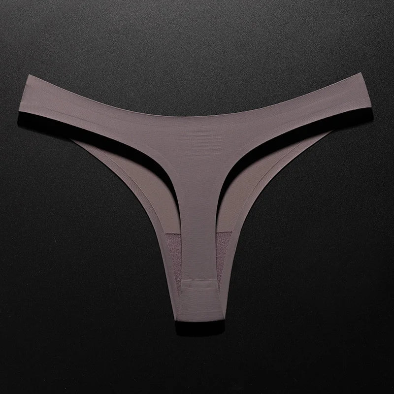 Ice Silk Leopard Women Panties Sexy G String Thong Seamless Underwear T Back Candy Color Girls Briefs Underpants Plus Size M-XXL