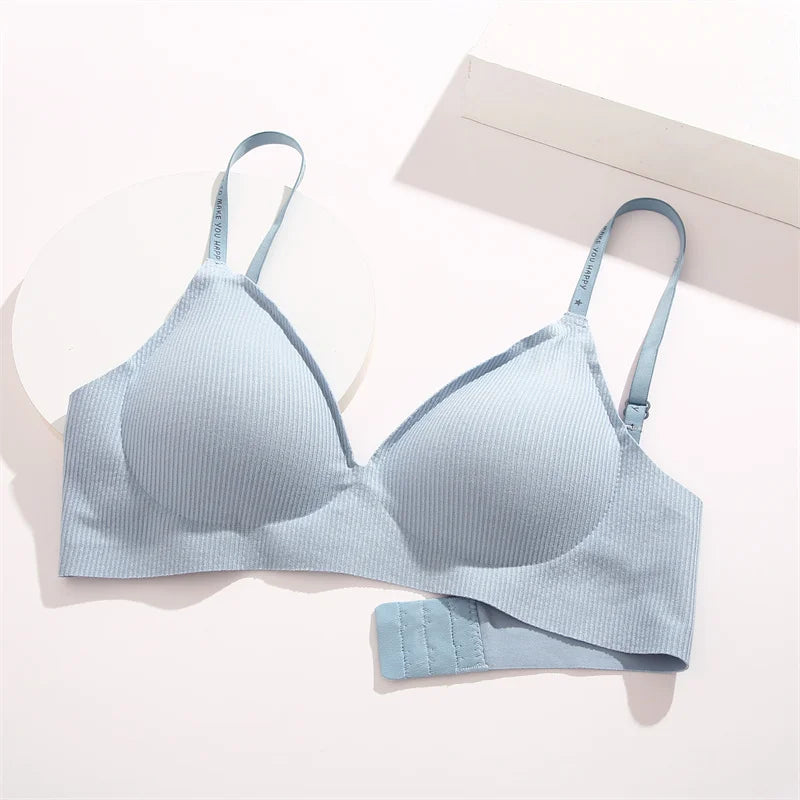 Deep V Knitting Bra Women Wireless Bras Sexy Padded Bralette Ladies Comfortable Brassiere Female Soft Underwear 6 Colors 2023