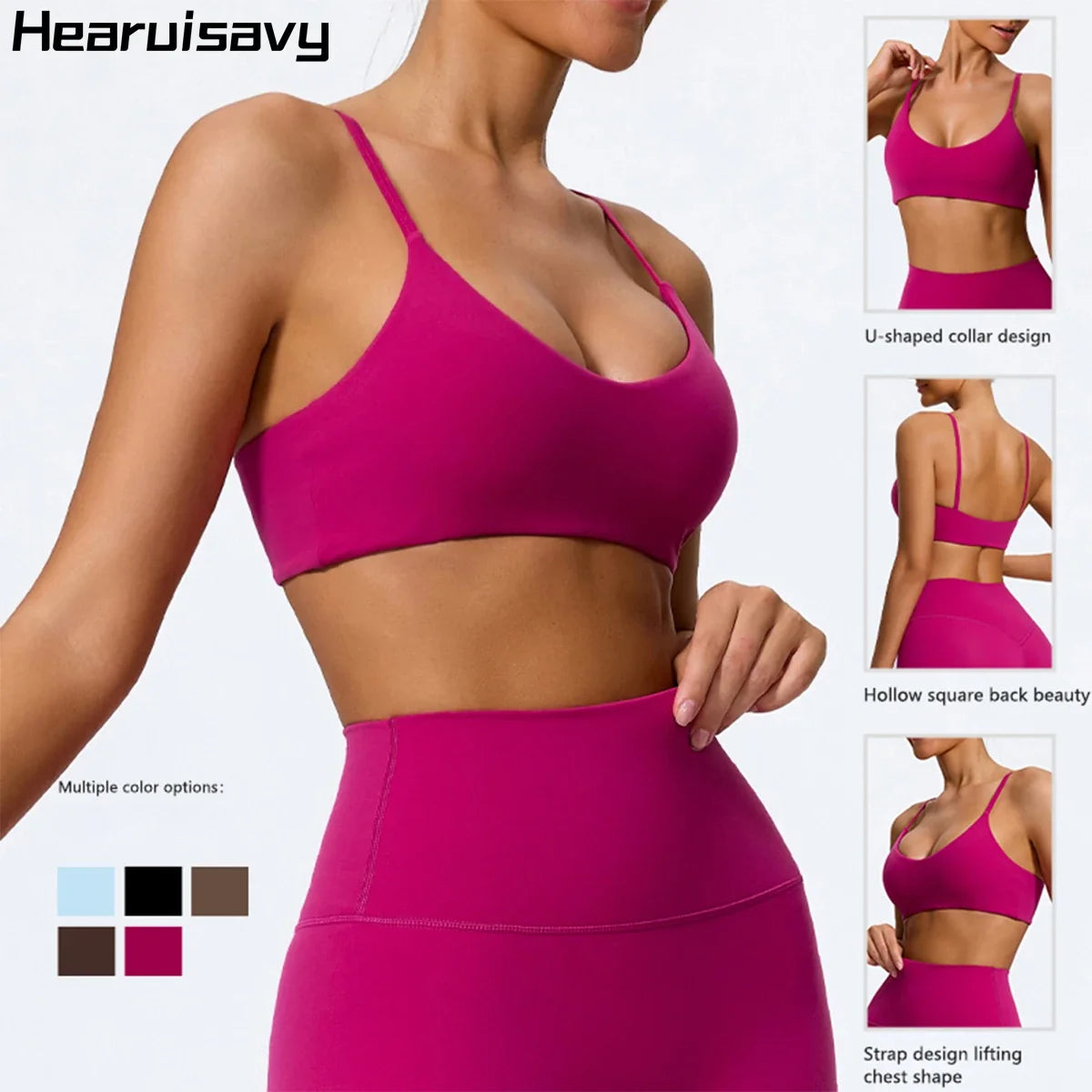 Hearuisavy Summer Super-Soft Women Quick Drying Sports Bra Breathable Gym Workout Top Fitness Underwear Push Up Running Yoga Top