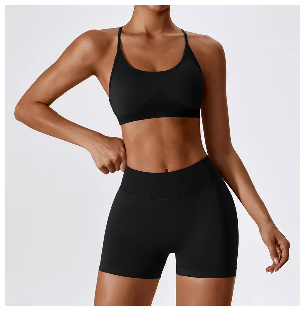 Women Cross Strap Sports Bra Women Push Up Sport Bra Yoga Gym Crop Top Brassiere Fitness Top Seamless Sport Bra Breathable Bras