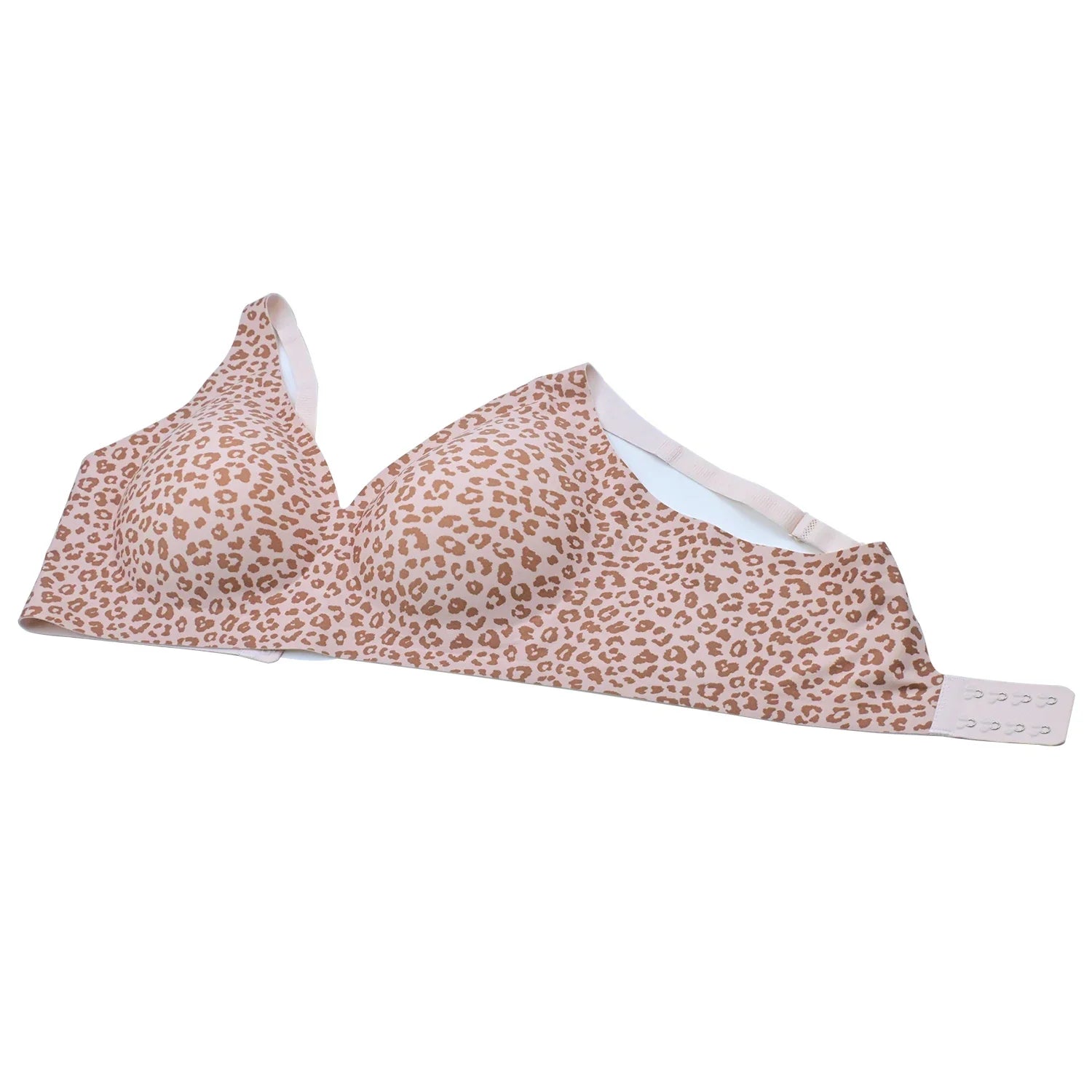 Women's Wire-Free Seamless Leopard Print Bra Soft Support Full Cup Thin Mold Bra Beautiful and Breathable Supportive Plus Up Bra