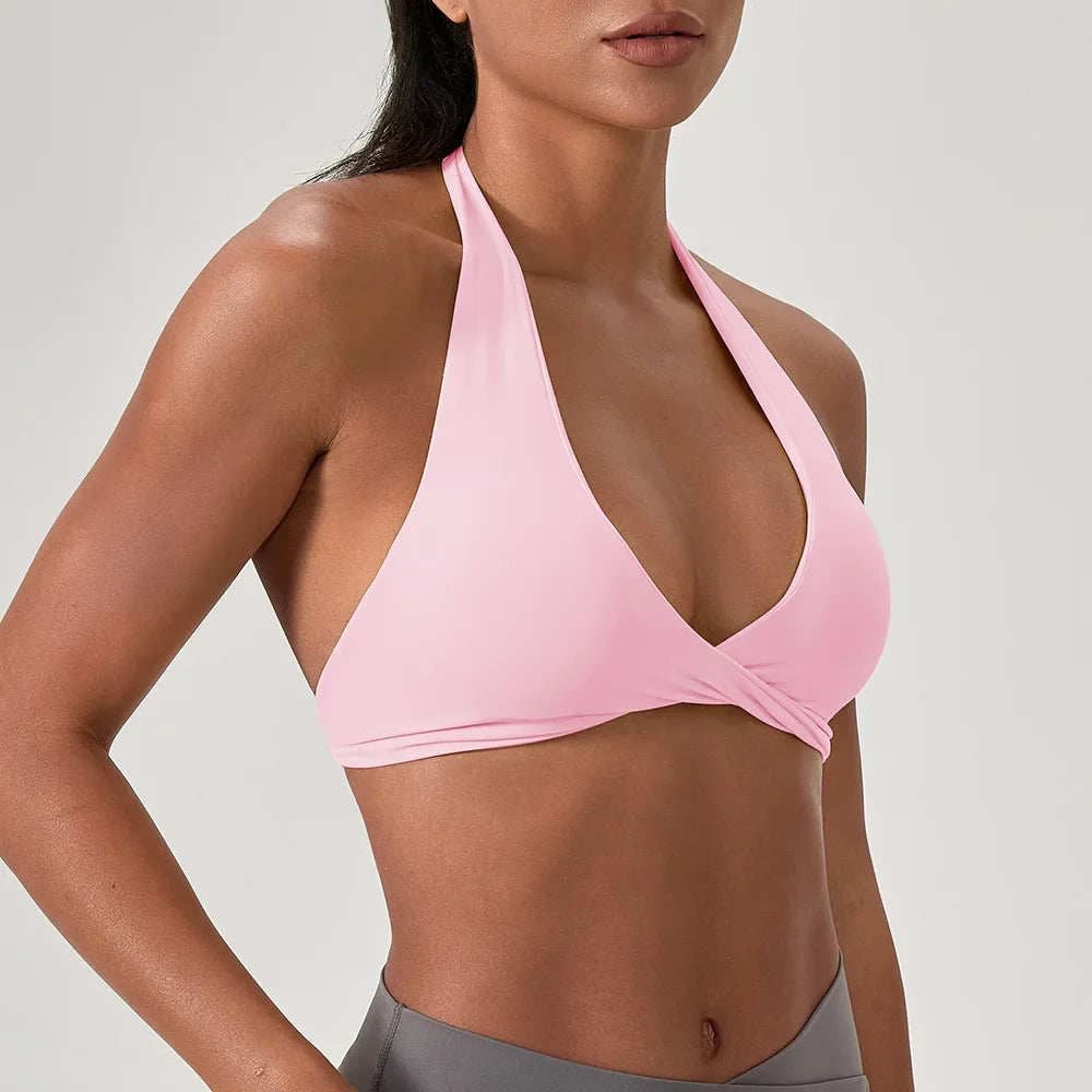 Women's Yoga Bra Halter Back Fitness Underwear Sexy Wire-Free Sports Vest Comfortable Breathable Bra