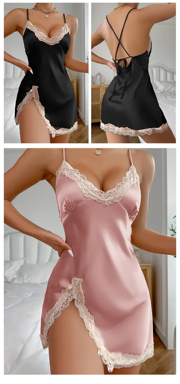 Ice Silk Night Dress Feminine Backless Suspender Skirt Summer New Short Skirt Thin Breathable Large Size Nightgown Pajamas Set