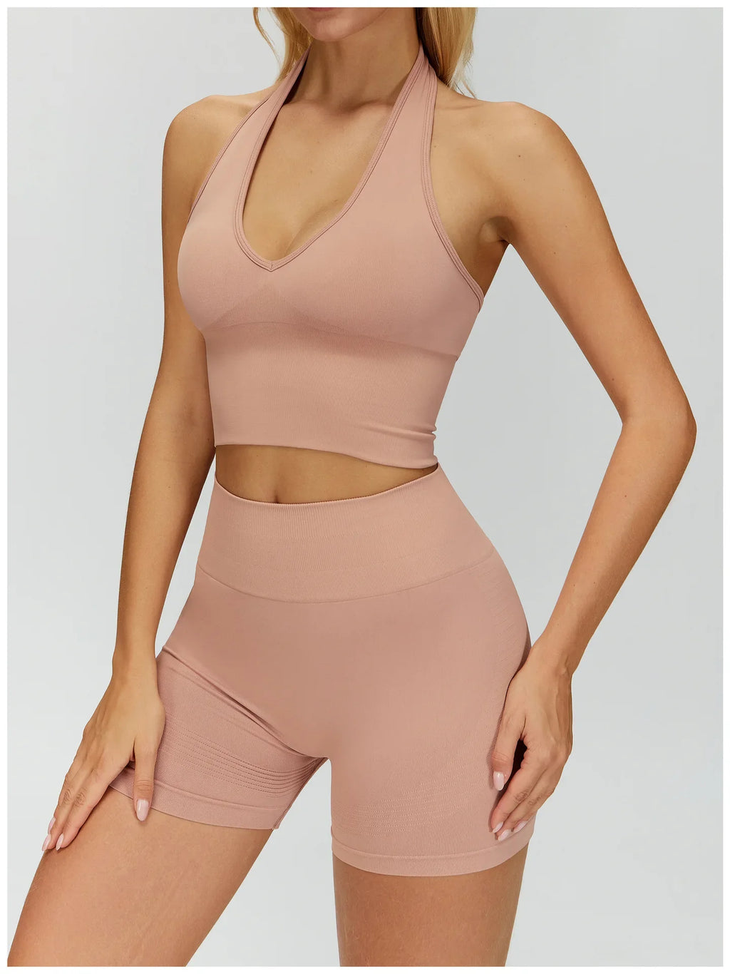 Seamless High Stretch Sports Bra Women Halter Yoga Bra Padded Backless Sports Bras Gym Crop Top Push Up Workout Yoga Tops Woman