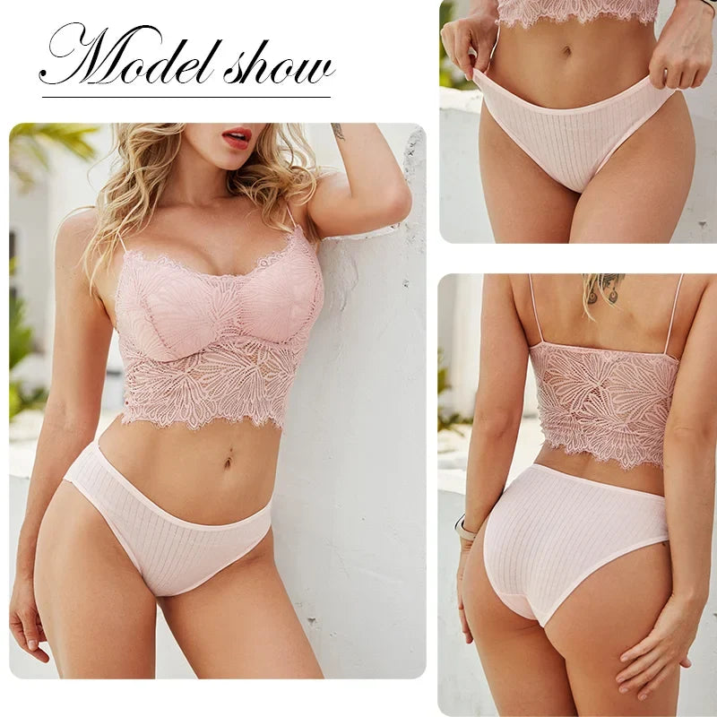 3PCS Women's Cotton Briefs Panties Female Sexy Low Waist Underwear M-XL Breathable Panty Girls Comfortable Intimates Lingerie