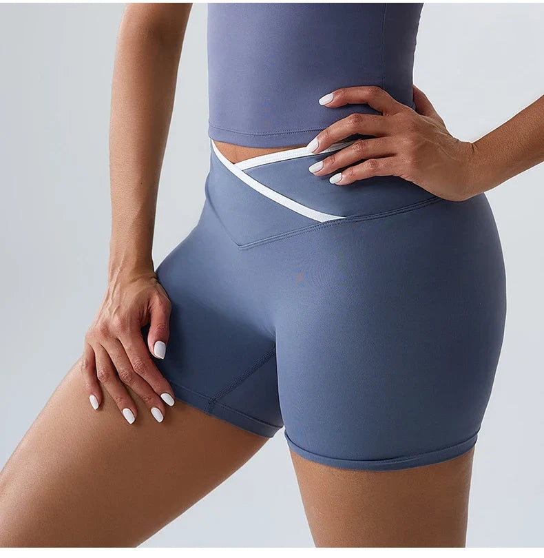 Sports Shorts Cross Waist Women Shorts Women Cycling Jogging Fitness High Waist Push Up Gym Shorts Leggings Women Yoga Clothing
