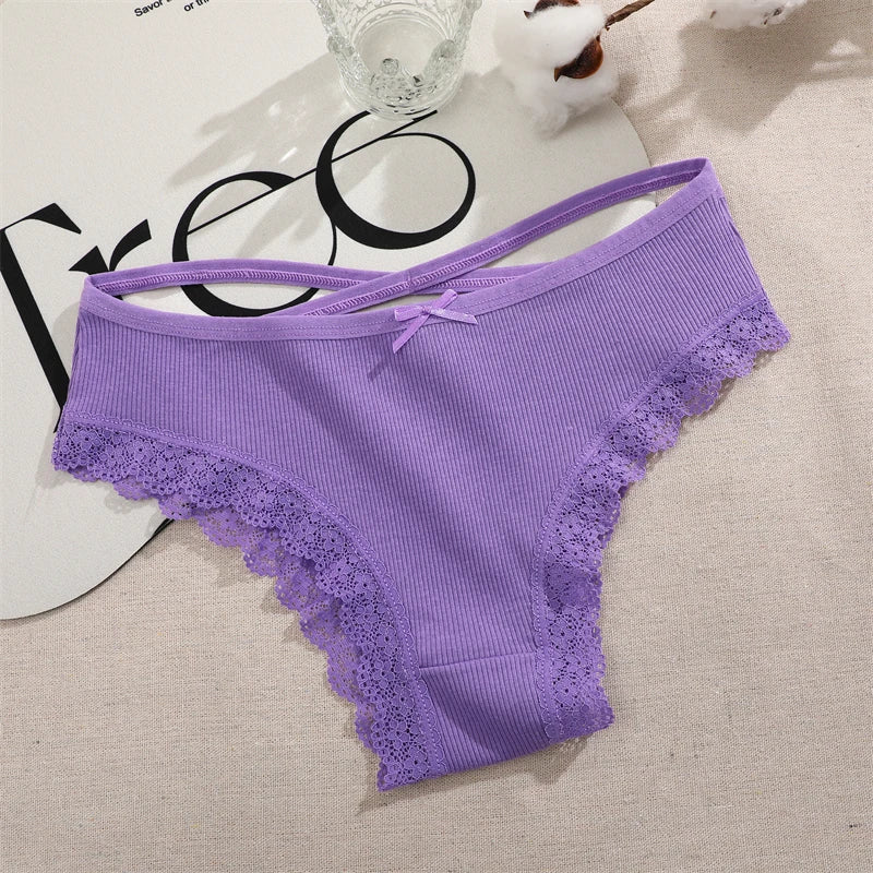 4PCS Cotton Seamless Panties Hollow Sexy Design Unique Low Waist Women Panties Breathable Girls Underwear Soft Lingerie S-XL