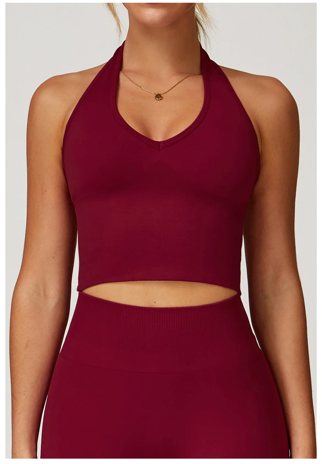 Seamless High Stretch Sports Bra Women Halter Yoga Bra Padded Backless Sports Bras Gym Crop Top Push Up Workout Yoga Tops Woman