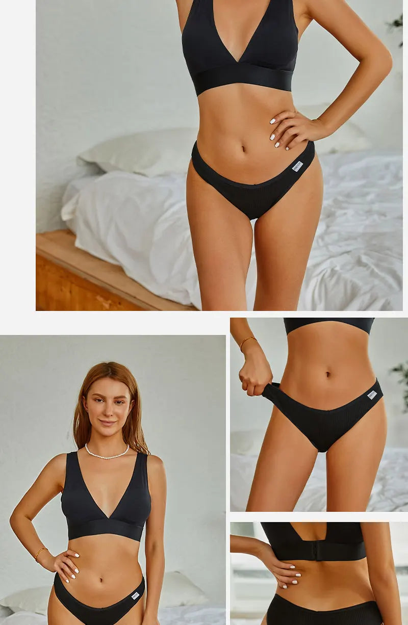 3PCS/Set Women Cotton Briefs Panties Ladies Sexy Solid Color Low Waist Underwear Female Soft Breathable Intimates Lingerie 2024