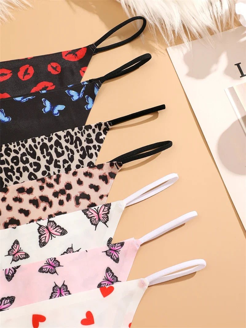7PCS Women Seamless Leopard Butterfly Panties Sexy Ultra-thin Briefs Female Ice Silk No Trace Underwear Low Rise Soft Lingerie