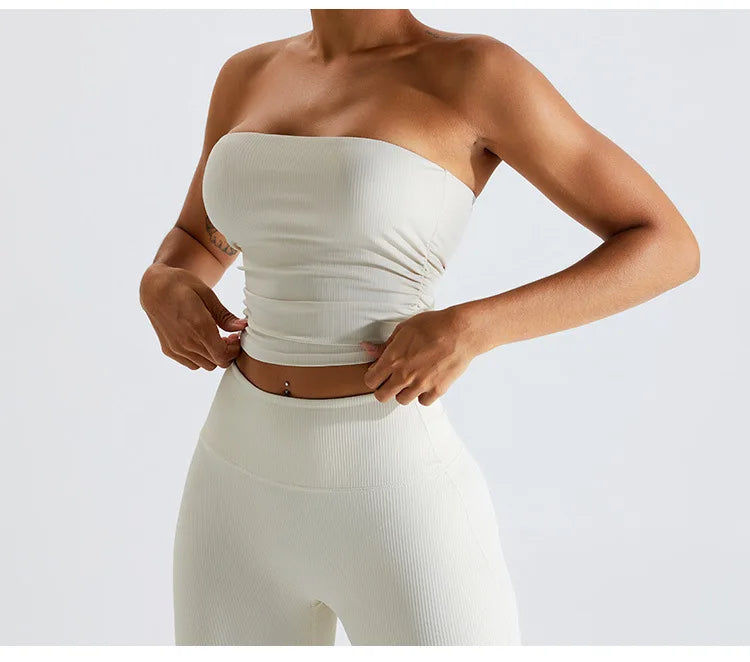 Sexy Strapless Sports Bra Backless Gym Top Women Quick-Drying Yoga Clothes Women Top Fitness Chest Wrap Underwear Workout Bra
