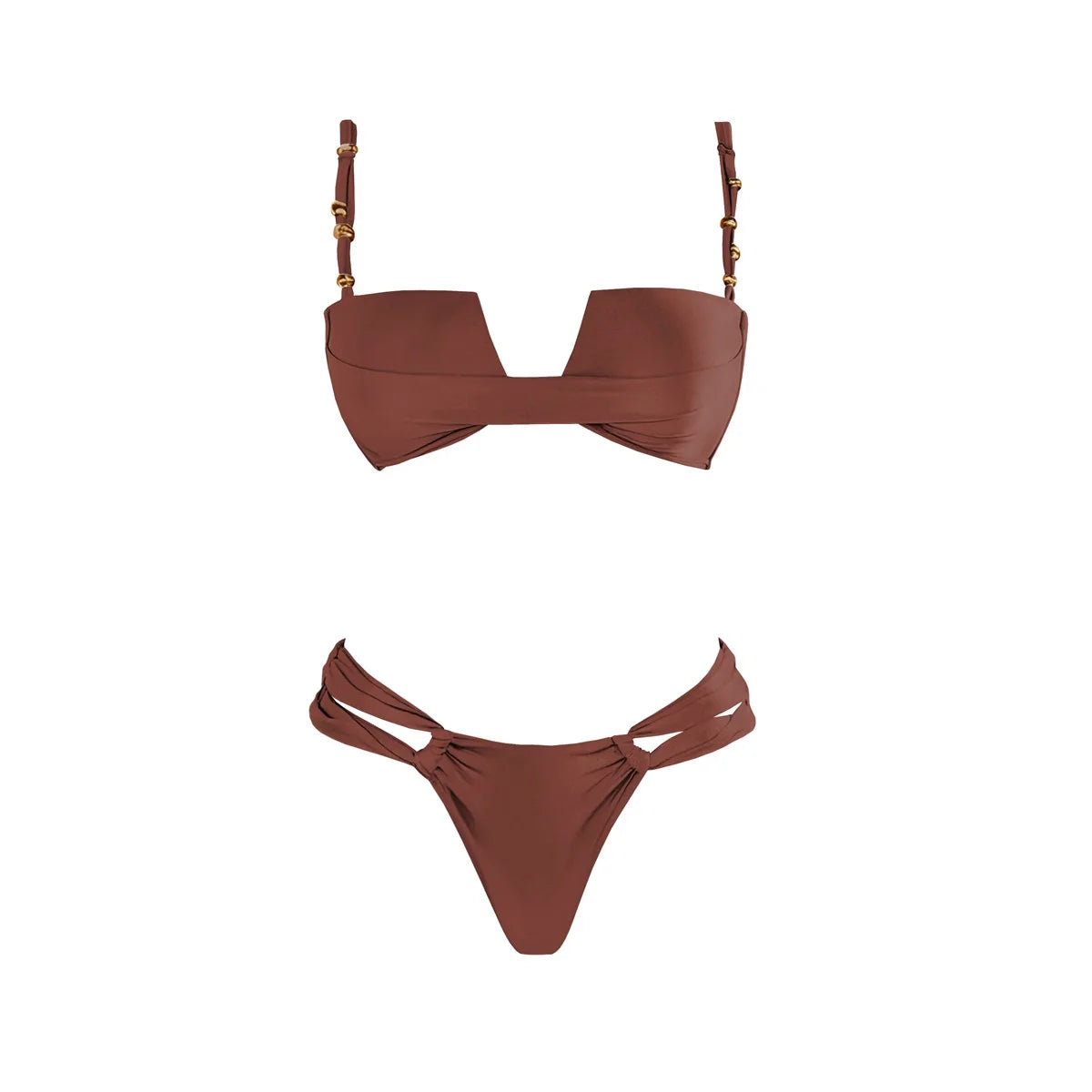 3Pcs Push Up Bikini 2026 New Swimsuit Women Sexy Swimwear Female Bandeau Biquini Solid Black Bathingsuit Swimming Suit Beachwear
