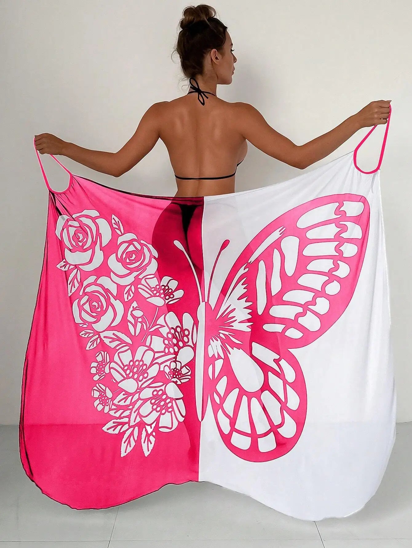 Sexy Butterfly Print Cover Up 2026 Women Black Patchwork Mesh Dress Tunic Bikini Lady Elegant Bath Sarong Wrap Skirt Beachwear