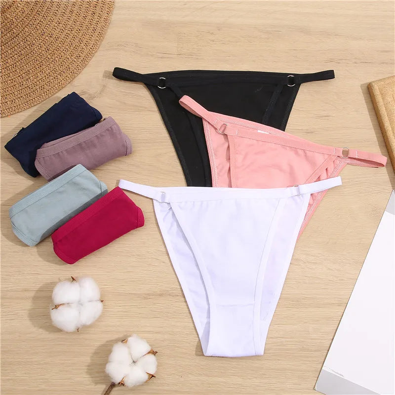 4Pcs/Set Women's Cotton Panties 3Pcs/set Sexy Low Waist Briefs M-2XL Comfortable Underwear Female Soft Color Underpants Lingerie