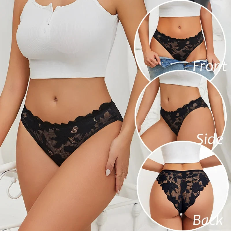 3Pcs/Set Sexy Floral Lace Underwear Panties Sets Hollow Out See-Through Romantic Lingerie Underwear Sexy Women Panties S-XL