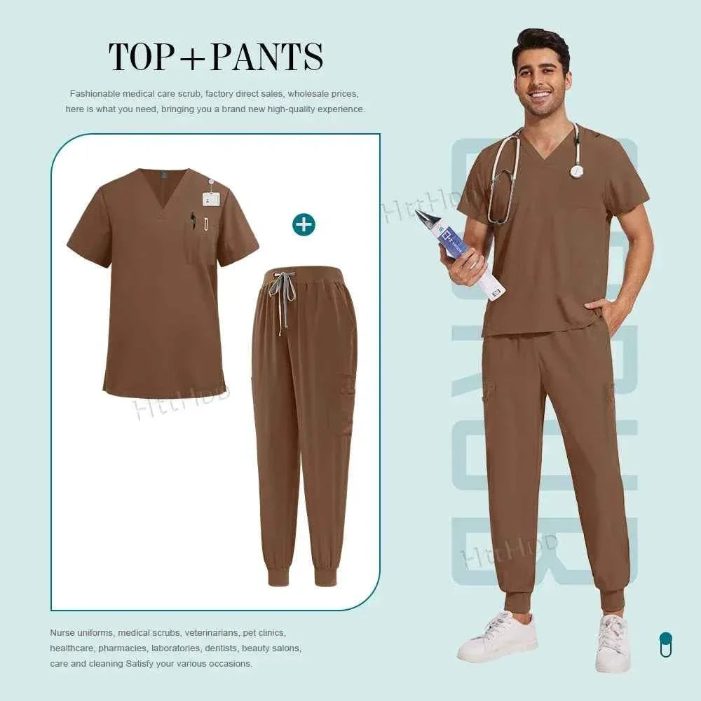 Unisex Nurse Scrubs Suit - Top & Pants