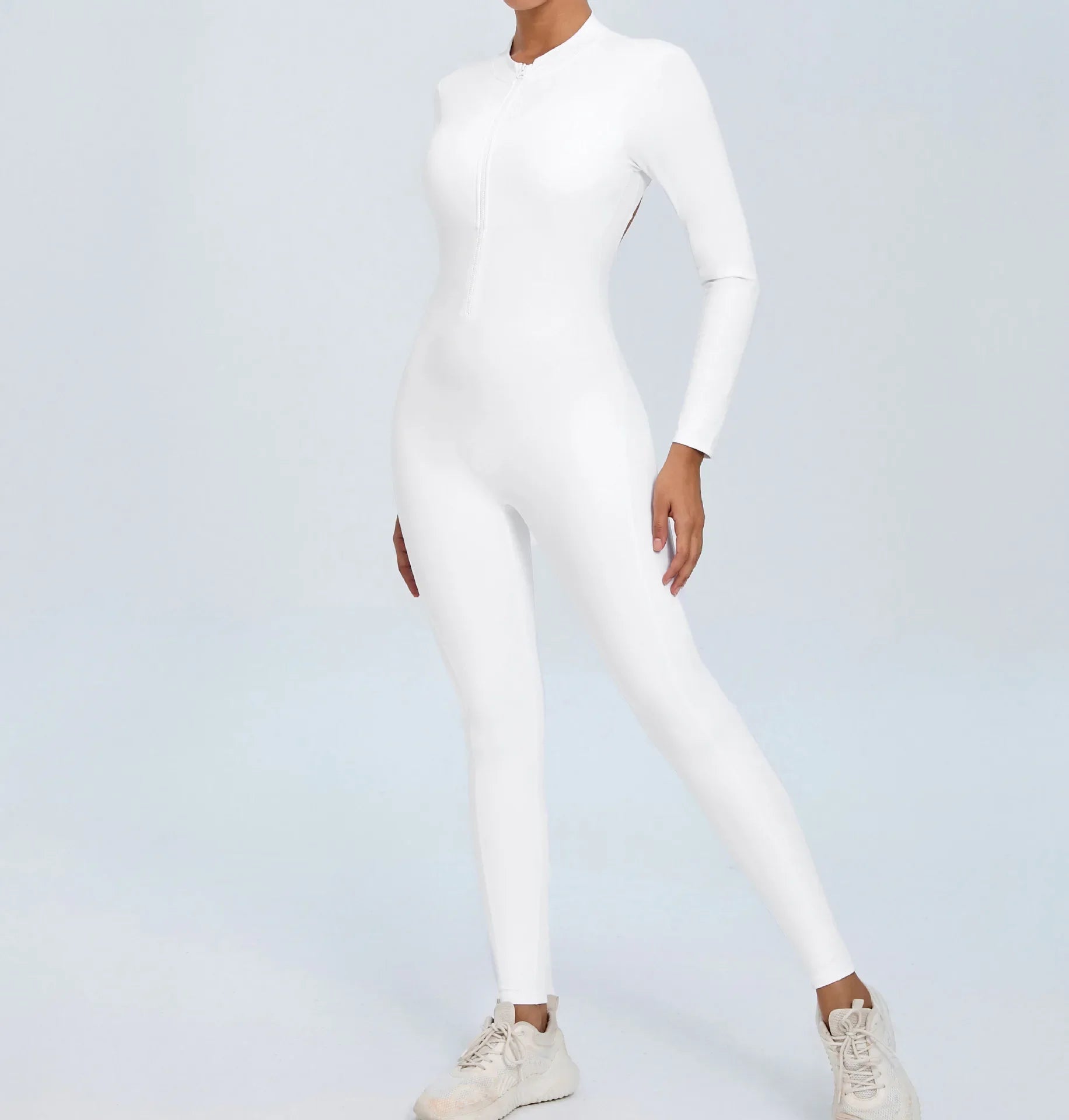 Hearuisavy Summer V Back Sports Jumpsuit Yoga Clothes Rompers Women Long Sleeveles Workout Bodysuits Backless One-piece Suit