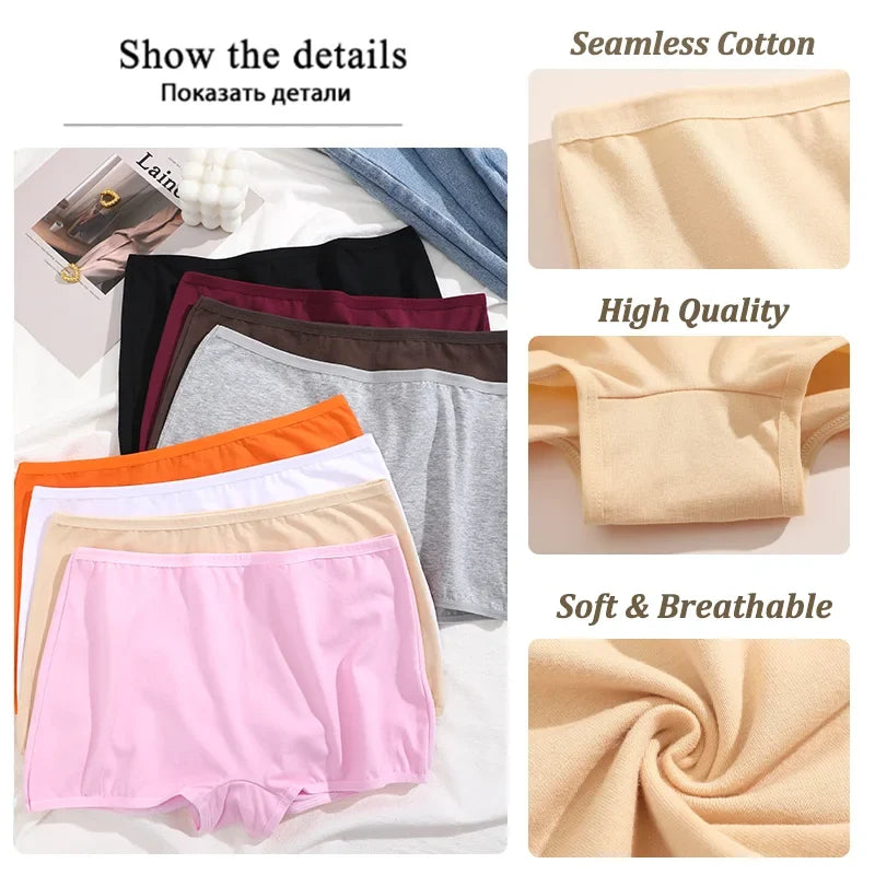 2PCS Women's Panties Cotton Seamless Sports Boxers Underwear Female Solid Color Briefs Cozy Lingerie Intimate Underpants XS-XL