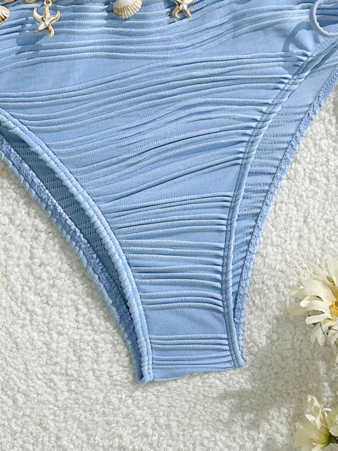 Sexy Bandeau Bikini Set 2025 Women Black Shell Starfish Push Up Drawstring Side High Waist Swimsuit Beach Bathing Suit Swimwear
