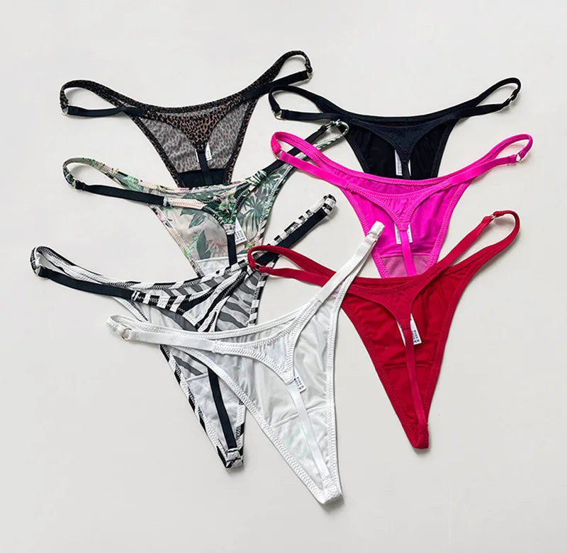 Ice Slik Low Waist Girls G String Leopard Flower Women Panties Sexy Briefs Thong T-back Underwear Female Lingerie Size S-XL