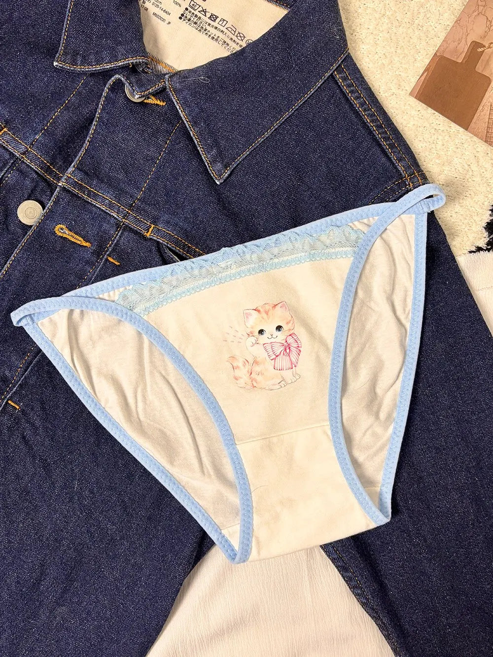 Cotton Girls Panties Cute Cat Sexy Japanese Lace Women Briefs Lady Thong  Underwear G String Female Low Waist Lingerie