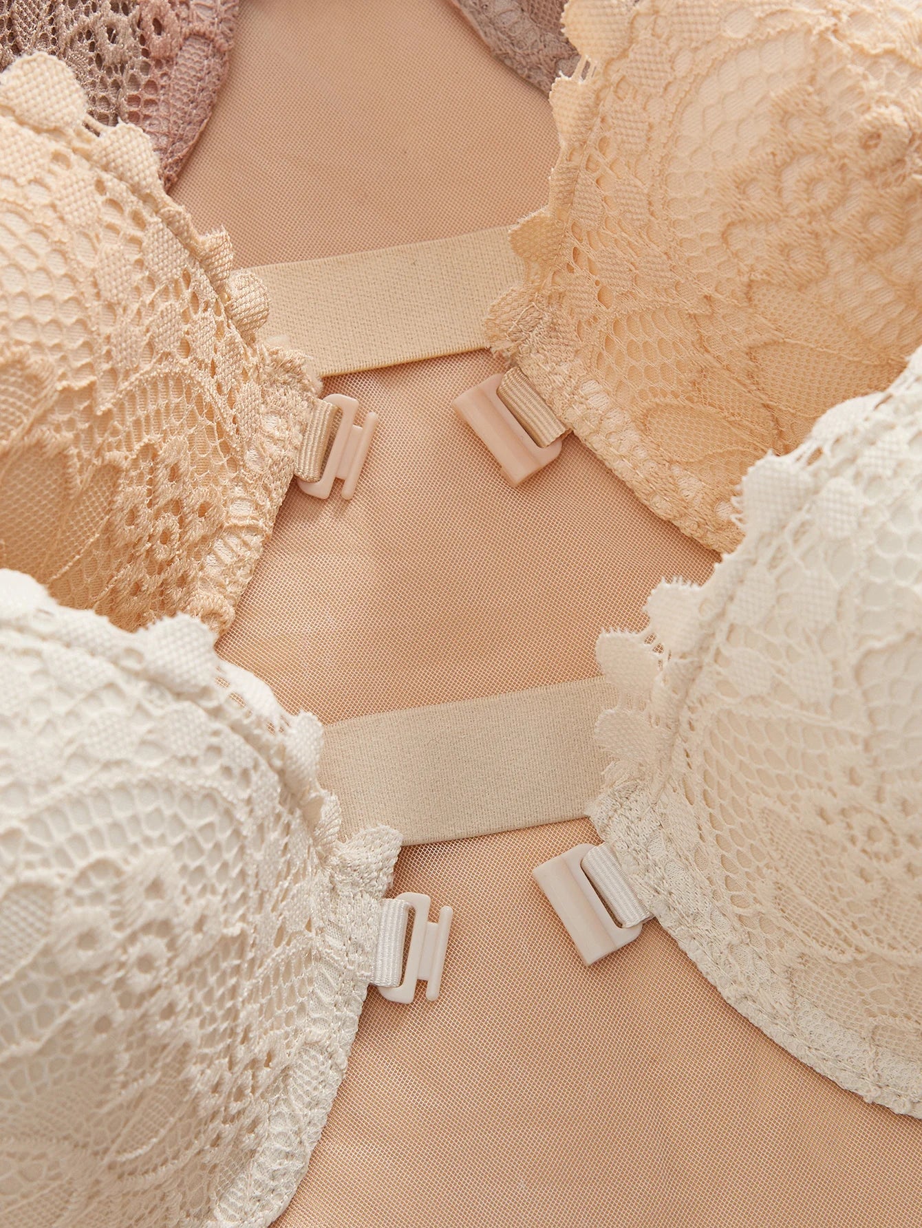3Pcs Lace Women Strapless Bra Stylish Front Buckle Push up Bra Invisible Off-Shoulder Underwire Bras Women