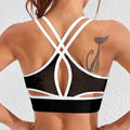 Color-blocked Yoga Top with Cross-straps Yoga Bra Stretchy Comfortable Breathable Sports Vest Wire-free Bra