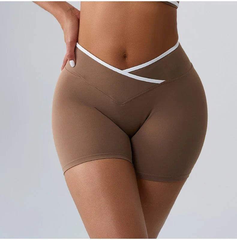Sports Shorts Cross Waist Women Shorts Women Cycling Jogging Fitness High Waist Push Up Gym Shorts Leggings Women Yoga Clothing