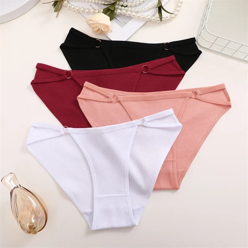 Women Cotton Lingerie Sexy Soft Fashion Panties Femme Buckle Design Underwear Sexy Pantys Underpant Lingerie Lace Intimates S-XL