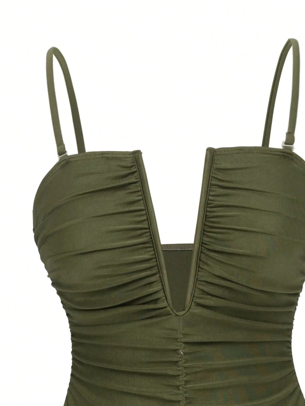 Vintage Green One Piece Swimsuit Long Skirt Sets 2026 Women V Neck Pleate Tummy Control Bathing Suit Holiday Swimwear Monokini