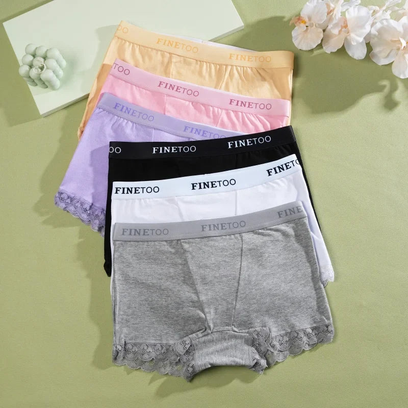 Women's Cotton Lace Boyshorts Sexy Letter Belt Breathable Boxer Panties High Waist Stretch Briefs Comfortable Sport Shorts S-XXL