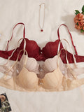 3, 6Pcs Elegant Bow Women's Underwear Set Lace Spliced Push up Bras French Soft Women's Bra Lingerie Underwear