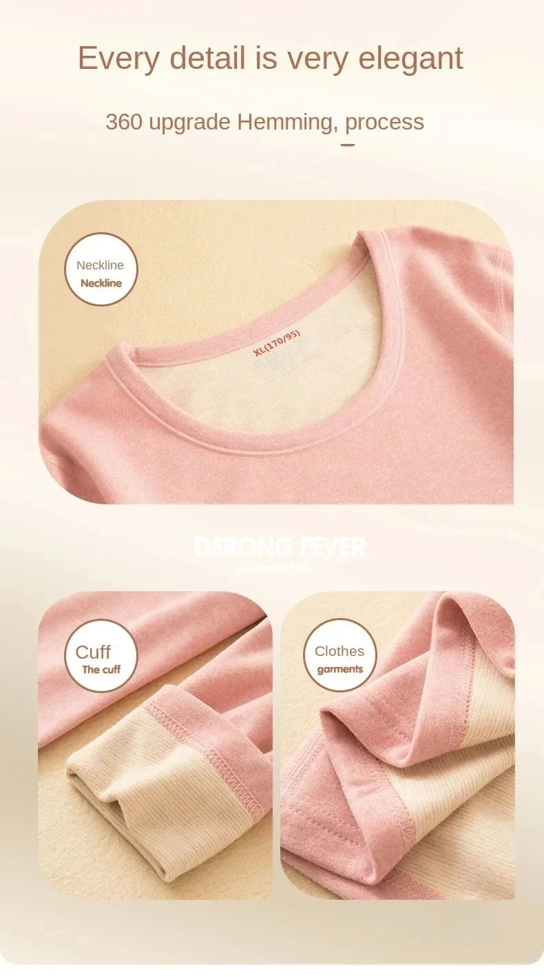 Wool Silk Thermal Underwear Set Double-sided Cashmere Long Johns Plus Cashmere Thick Autumn Winter for Men Women Warm Underwear