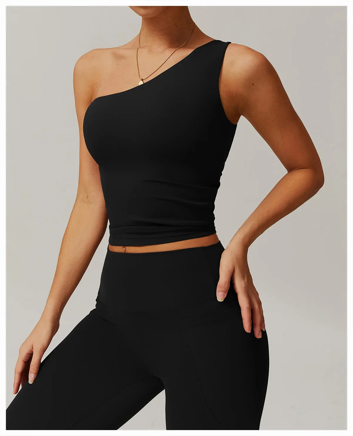 Single Shoulder Bra Women Yoga Sports Bra Breathable Shock Proof Gym Workout Fitness Push Up Top Running Sports Vest Underwear