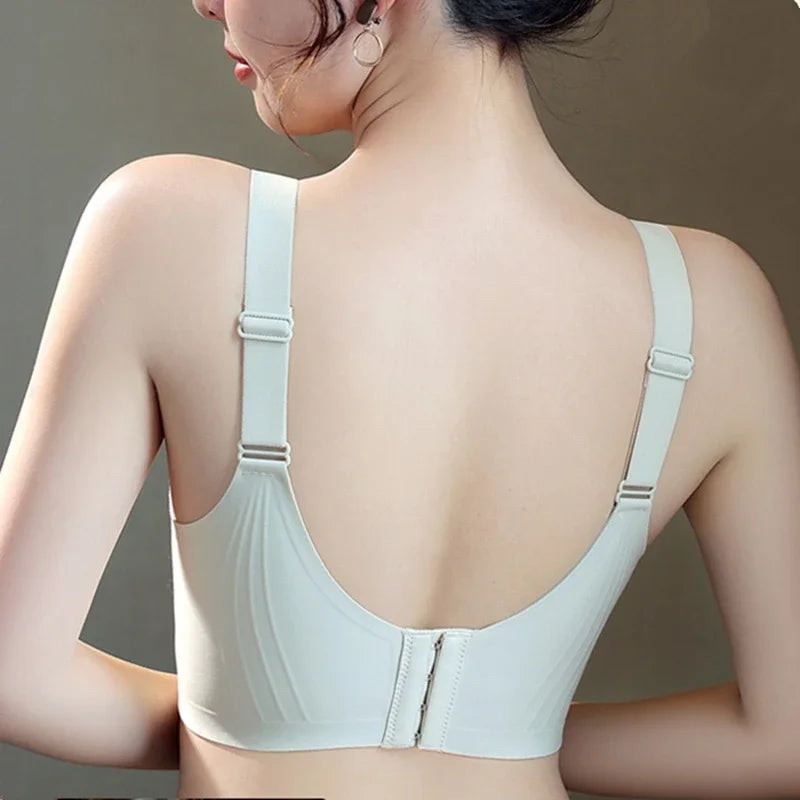 High-quality Thin Women's Underwear Large Breasts, Large Size, No Steel Rings, and Adjustable Upper Support and Anti-sagging Bra