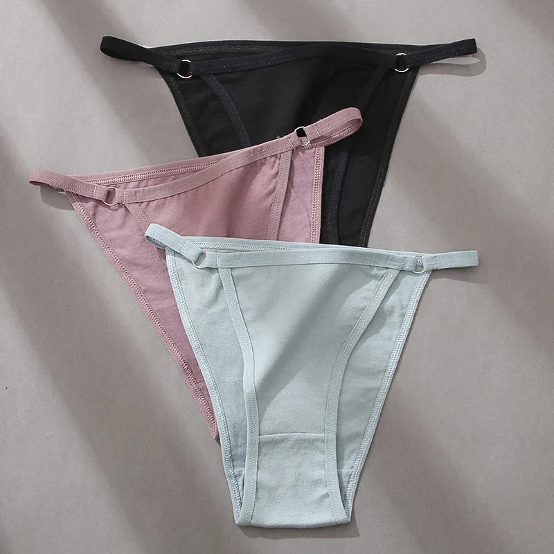 Women's Cotton Panties 3Pcs/set Sexy Low Waist Briefs M-2XL Comfortable Underwear Female Soft Solid Color Underpants Lingerie