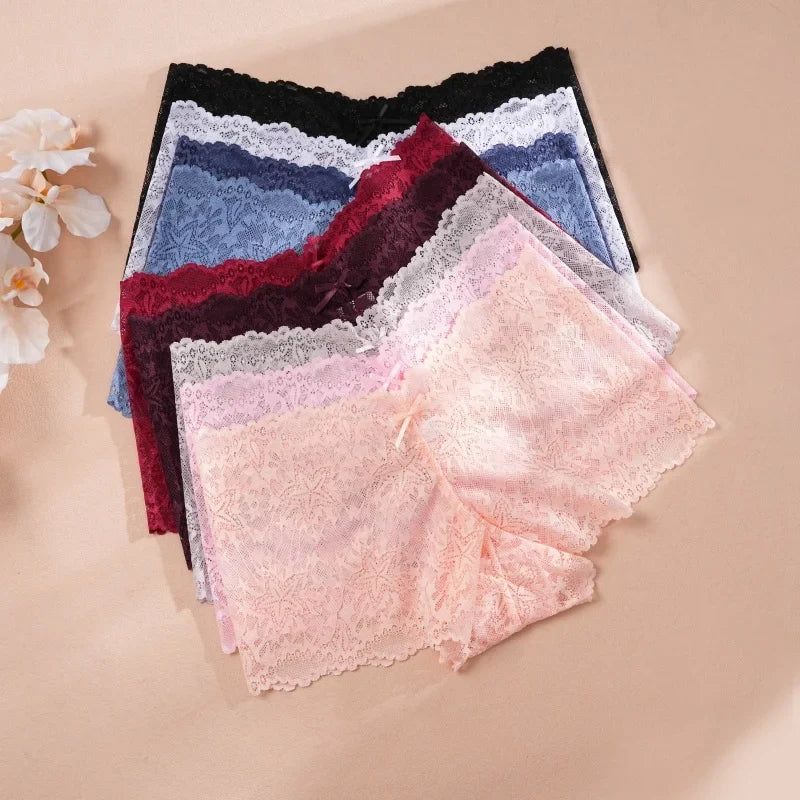 4Pcs Lace Sexy Lingerie Female Low-Waist Breathable Lingerie Hollow Out Comfortable Underpants Transparent Sexy Intimates S-XXL