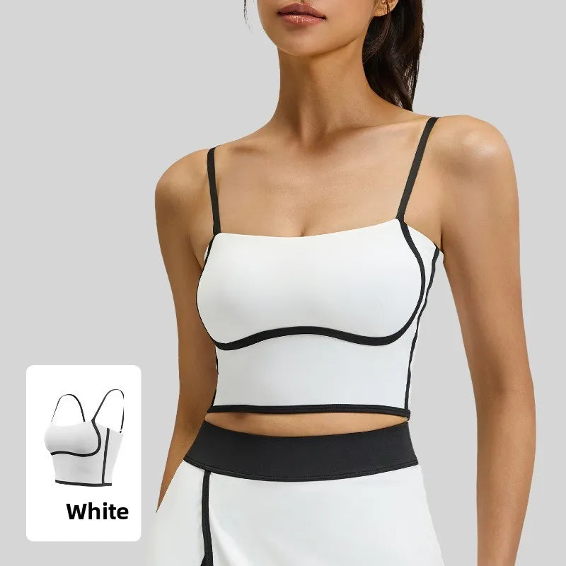 Summer Hot Sale Solid Color Women Fitness Bra Tights Yoga Vest High Strength Shockproof Gym Sports Top Push Up with Chest Pad