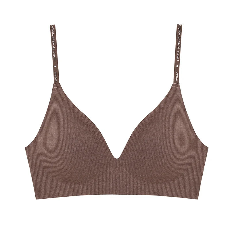 Deep V Knitting Bra Women Wireless Bras Sexy Padded Bralette Ladies Comfortable Brassiere Female Soft Underwear 6 Colors 2023