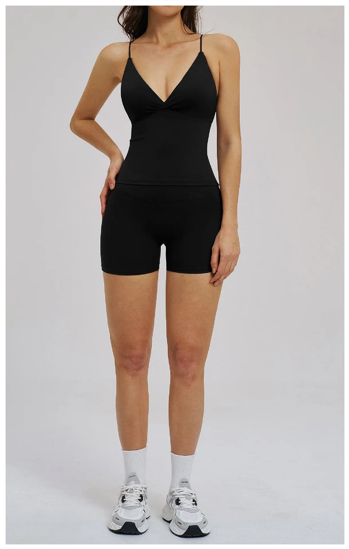 Vision Twist Front Longline Top Sports Longline Strappy Top Sports Yoga Vest Women's Fitness Tank Top Gym Running Workout Halter