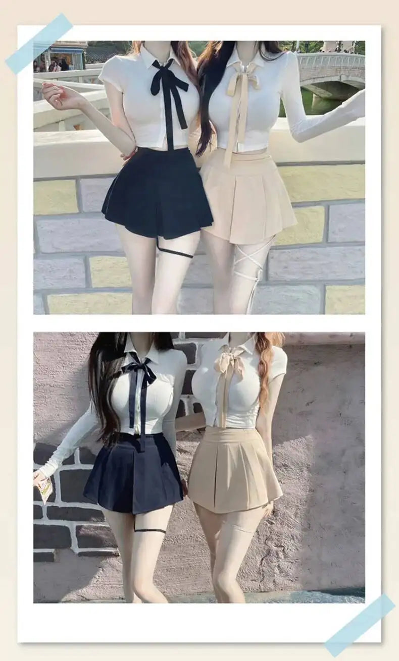 WOMENGAGA Korea Style Sexy Slim High Waist Strap A-line Half Length Skirt Fashion Women Skorts JK Sweet 2023 New  OW3W