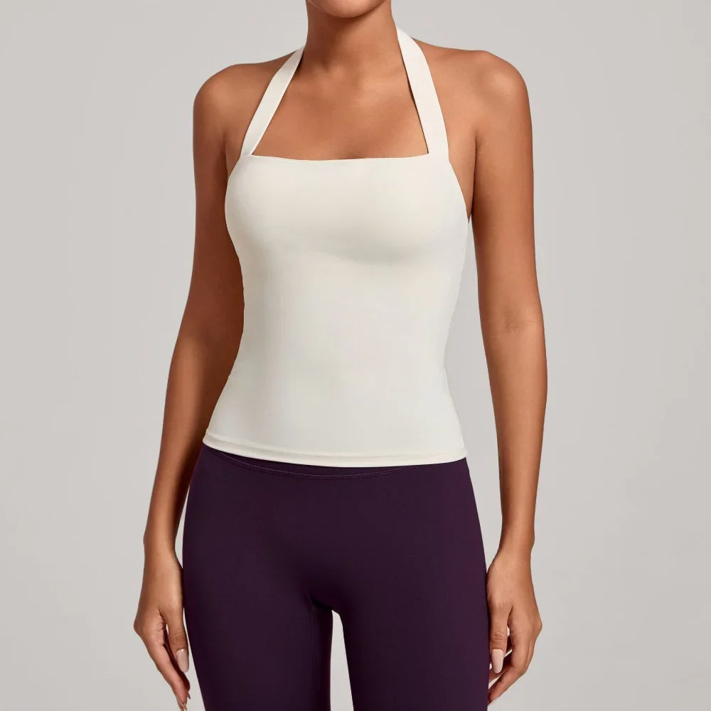Sports Yeautifulback Breathoga Vest Neck Hanging Detachable Chest Pad Women Bra High Elasticity Slim Bable Running Sports Vest