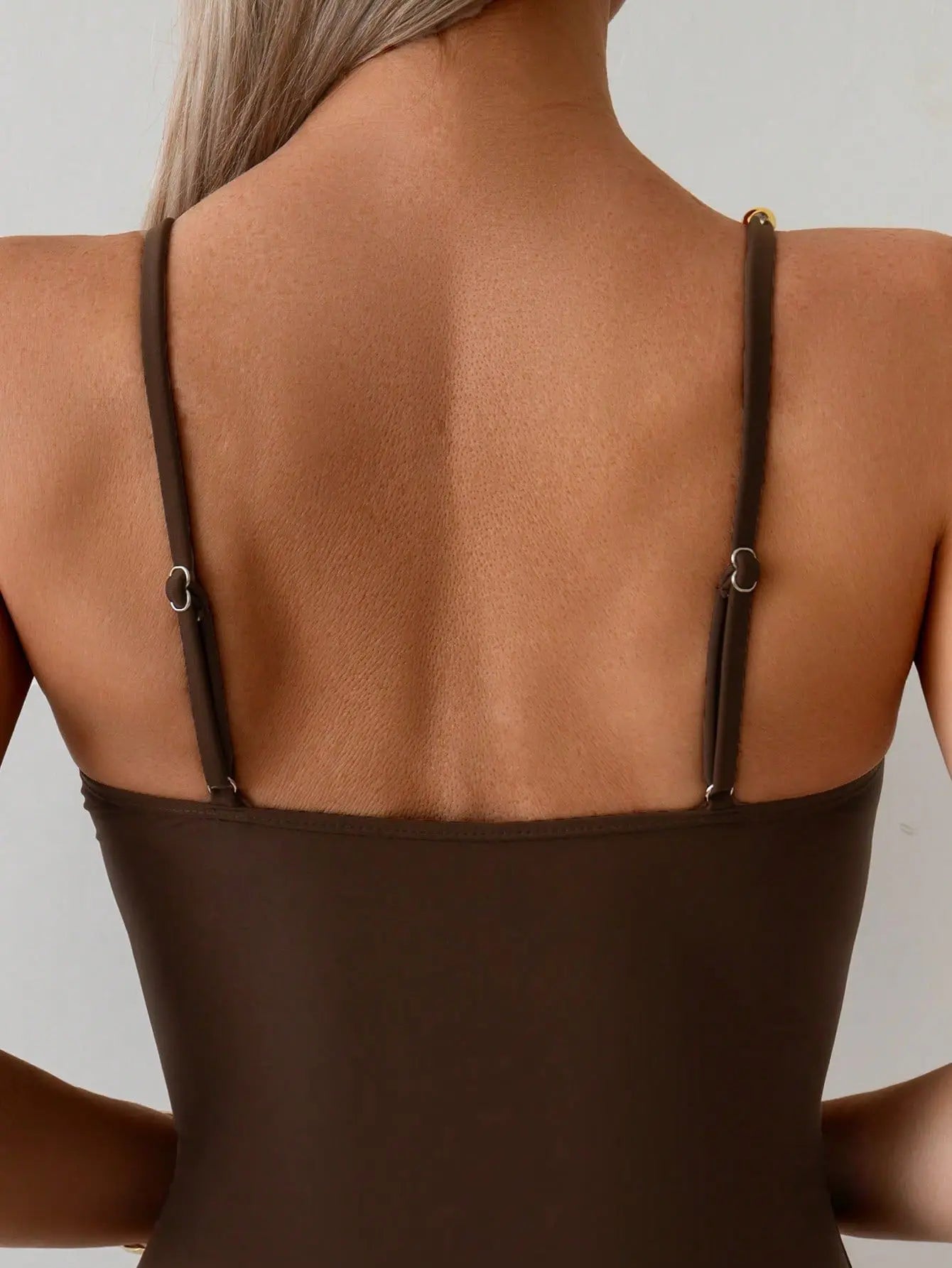 Vintage Black Coffee One Piece Swimsuit 2026 Women Strap Hollow Out Backless Tummy Control Swimwear Beach Pool Bathing Suits