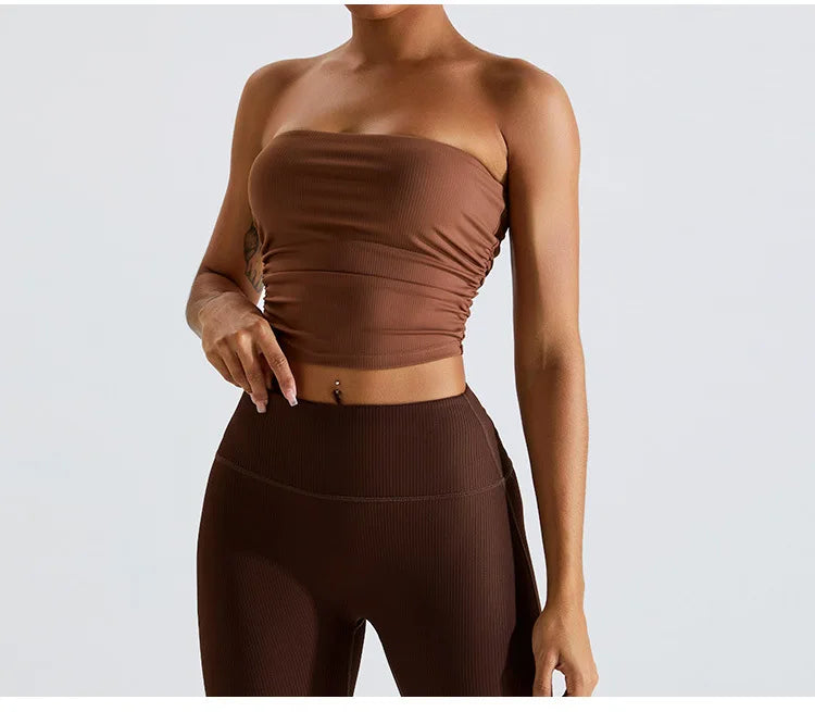Sexy Strapless Sports Bra Backless Gym Top Women Quick-Drying Yoga Clothes Women Top Fitness Chest Wrap Underwear Workout Bra