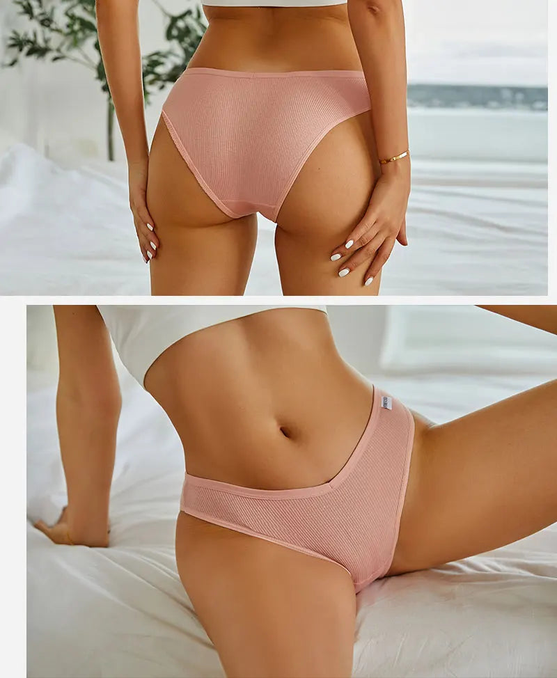 3PCS/Set Women Cotton Briefs Panties Ladies Sexy Solid Color Low Waist Underwear Female Soft Breathable Intimates Lingerie 2024