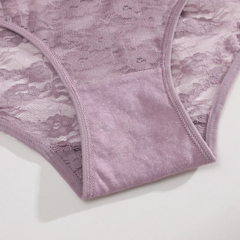 FINETOO 3PCS Women Lace Panties Sexy Hollow Underpants Sexy High Waist Lace Panty Elegant& Romantic Ladies Breathable Underwear
