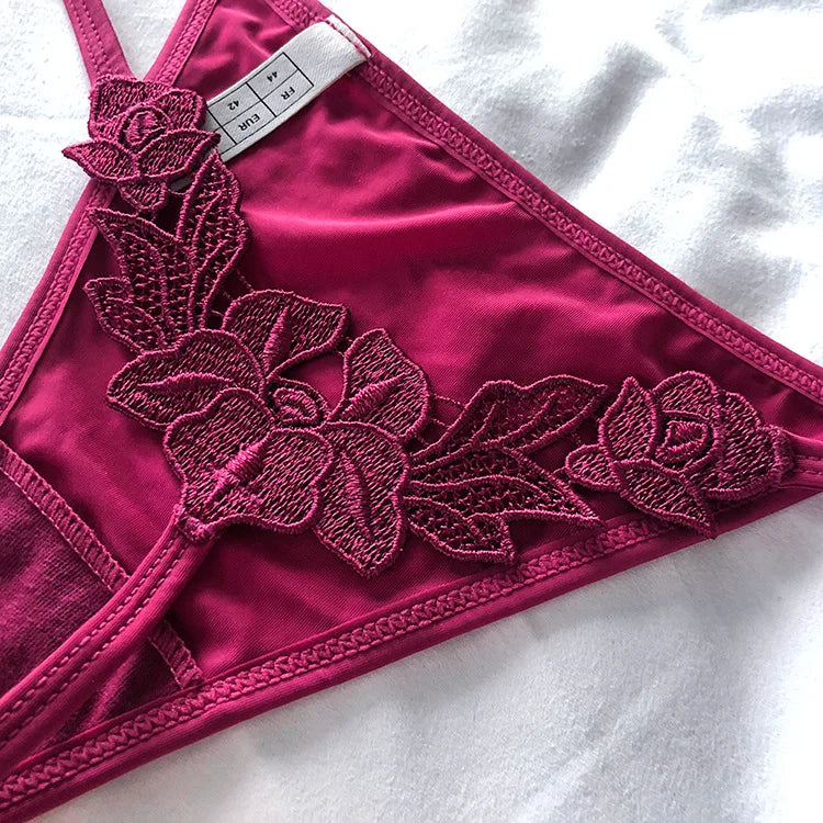 Floral Embroidery Sexy G String Underwear Women Panties T-Back Briefs Female Lingerie Erotic Girls Thongs Bikini Size S-XXL